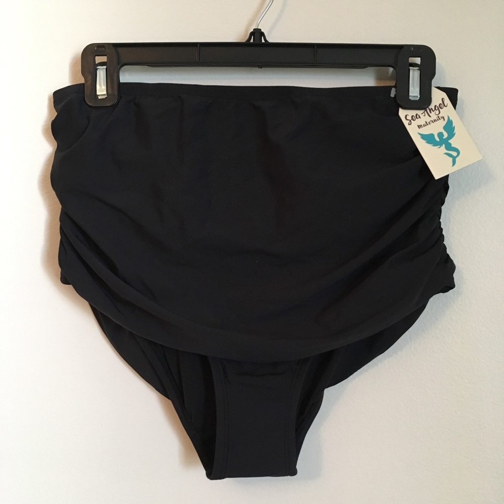 Maternity High Waisted Swim Bottoms, Black